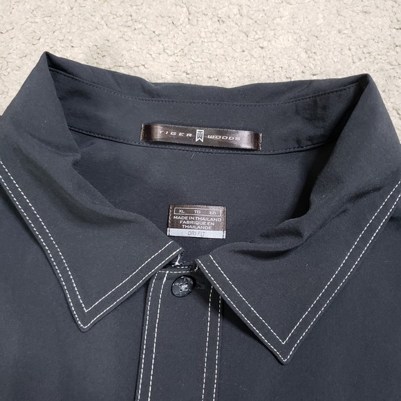 Nike Tiger Woods Polo Shirt Men XL Black One Tree Hill Show Crew VTG Golf Casual - Picture 4 of 7